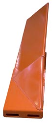 Front view of a pallet entry guide that help forklift operators position pallets into position in the lane.
