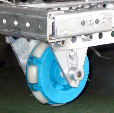 This Transwheel is used like a caster wheel on a robot.
