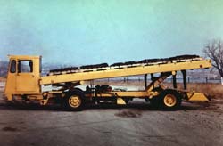 This low-lift has the rear of the cargo deck raised.