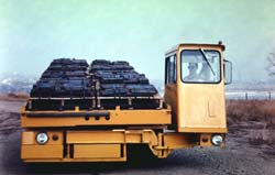 The cargo deck is hydraulically adjustable from 45" to 72" above ground and may also be angled forward or backward, or "rolled" to left or right, to provide perfect line-up with loading dock.