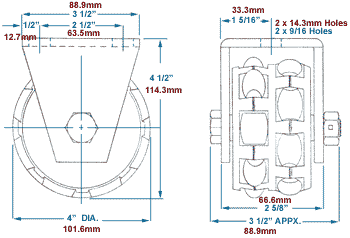 Transwheel Caster Dimensions