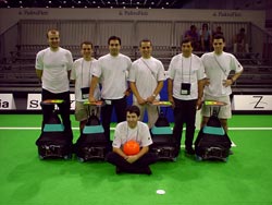 This is Team Minho. The Team Minho robots use the 4202W model Cat-Trak Transwheels.