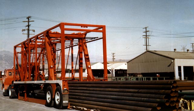Many different types of cargo are hauled using Strad-O-Lift� such as these steel pipes.
